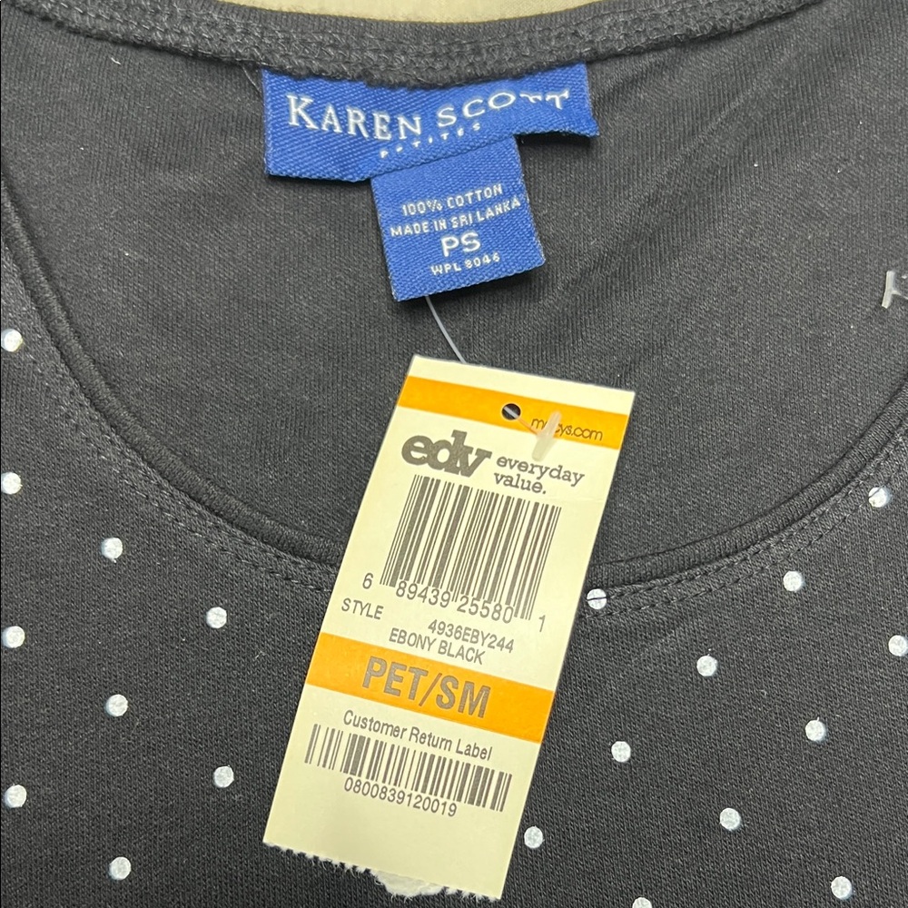 Karen Scott Black Polka Dot Blouse - Picture 2 of 4